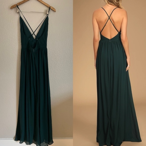 Lulus Ballroom Bliss Emerald Green Pleated Maxi Dress - Picture 3 of 7